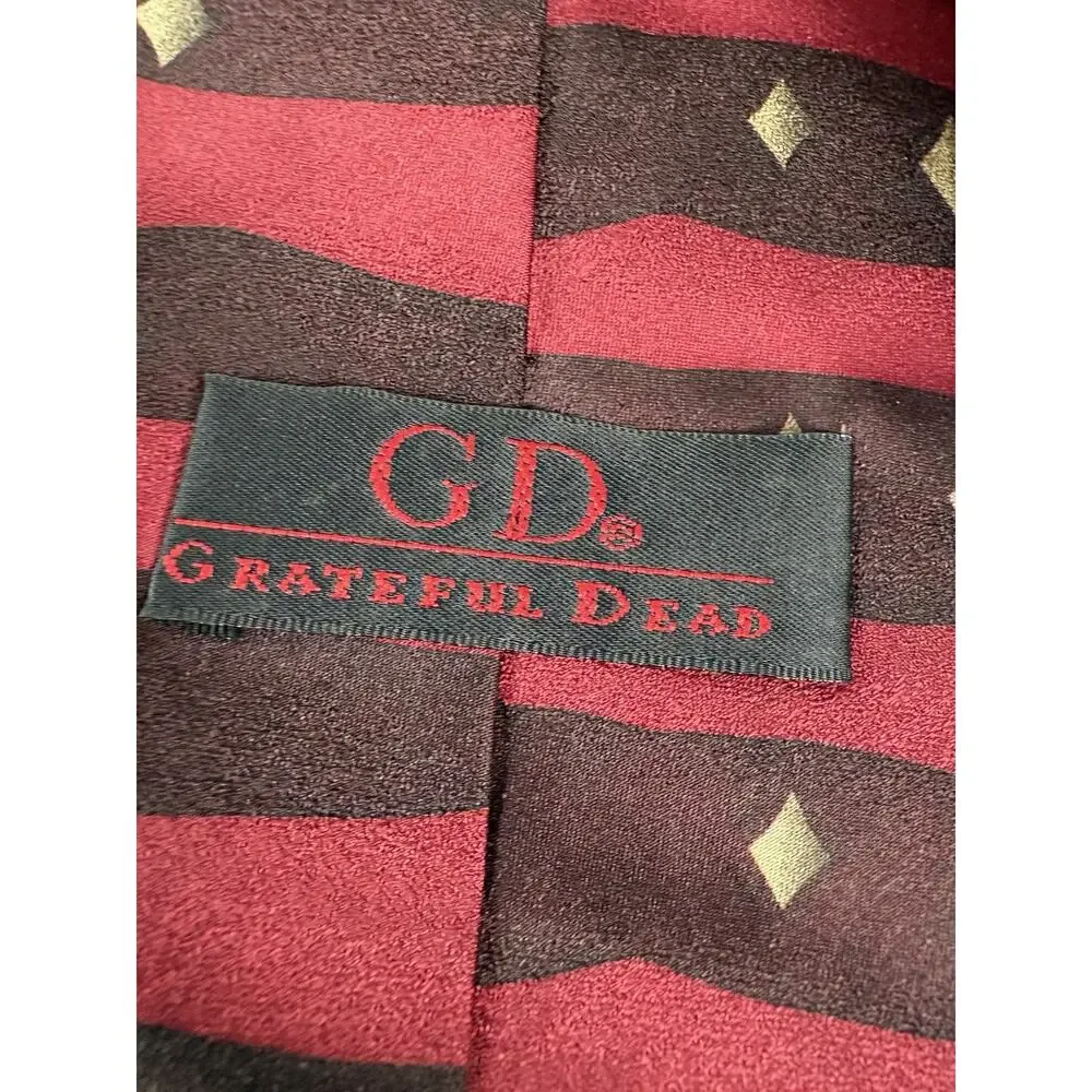 Grateful Dead Tie I Hear A Voice 17th Set VTG 1996 Burgundy Geometric X-Long